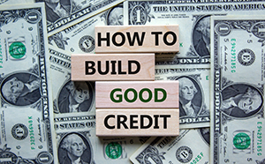 Piles of money with a phrase How to Build Good Credit
