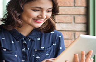 A woman with a laptop